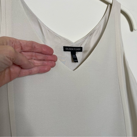 Eileen Fisher Silk Satin Sleeveless Shift Dress quiet luxury minimalist - Picture 4 of 9